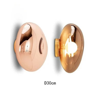 30cm copper and gold lava wall lamps with rounded design, ideal for modern home or office lighting.