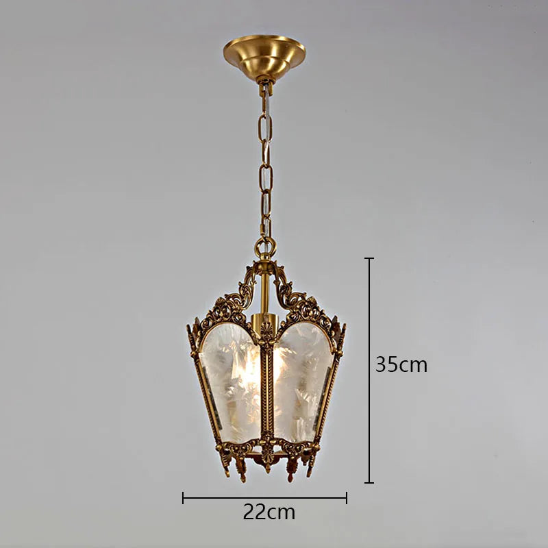 French retro ice copper glass pendant light