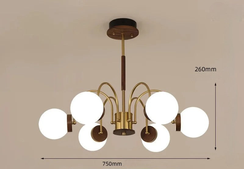 Walnut chandelier light for bedroom and living room