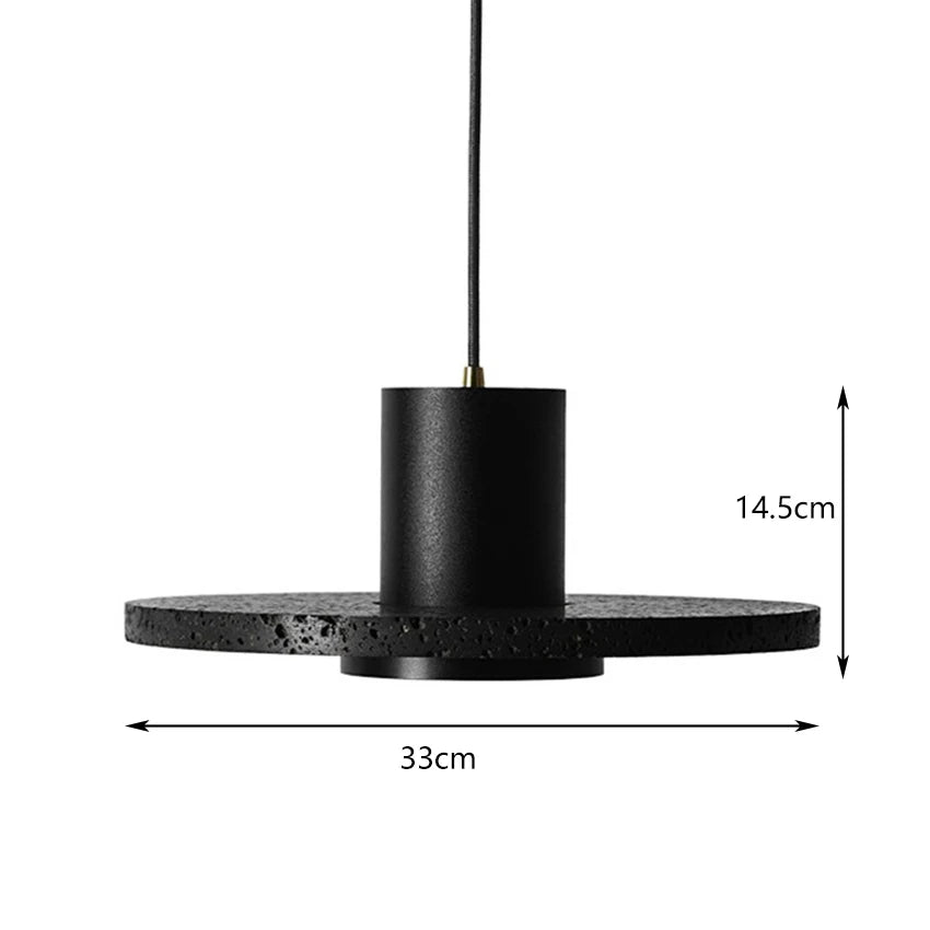 Large LUXELY black travertine pendant light with 33cm diameter, perfect for statement lighting in modern interiors.