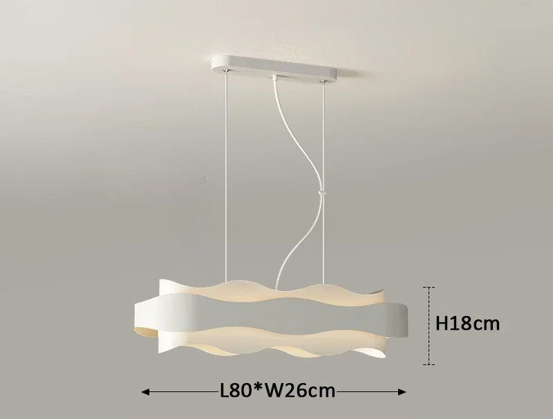 Lustre rond blanc à LED ondulé