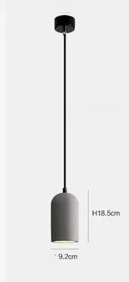 Matte gray LUXELY cement pendant lamp with 18.5cm height and 9.2cm diameter. Sleek minimalist lighting for any room.