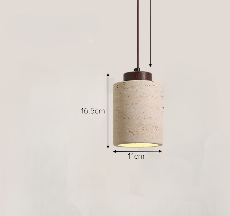 LED Travertine stone pendant light with wooden base