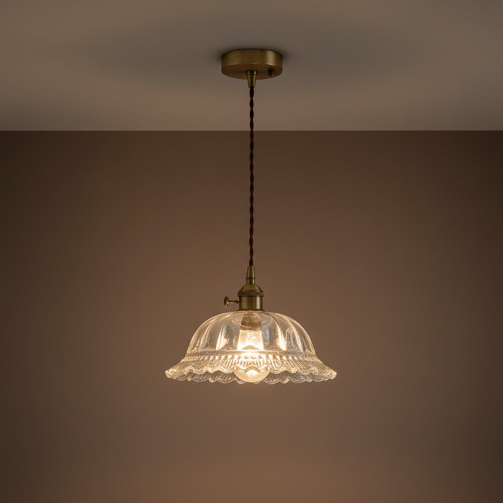 LUXELY vintage wood and glass pendant light