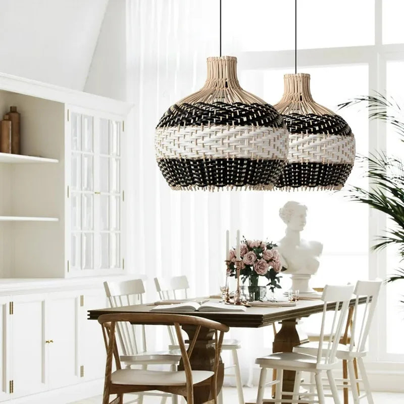 LUXELY rattan pendant light boho farmhouse