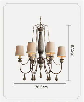 Dimensions of Retro Princess Chandelier: 87.5cm height and 76.5cm width, suitable for bedrooms, dining rooms, or living areas.