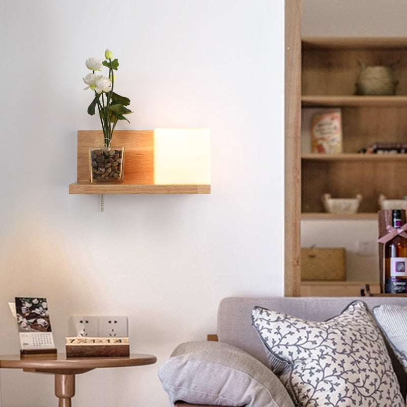 Lampe murale moderne en bois à diodes électroluminescentes