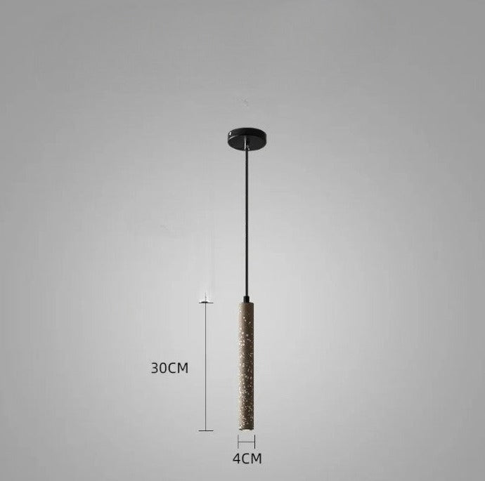 Brown LUXELY cement pendant light with industrial LED design. Compact and stylish for kitchen or bar lighting.
