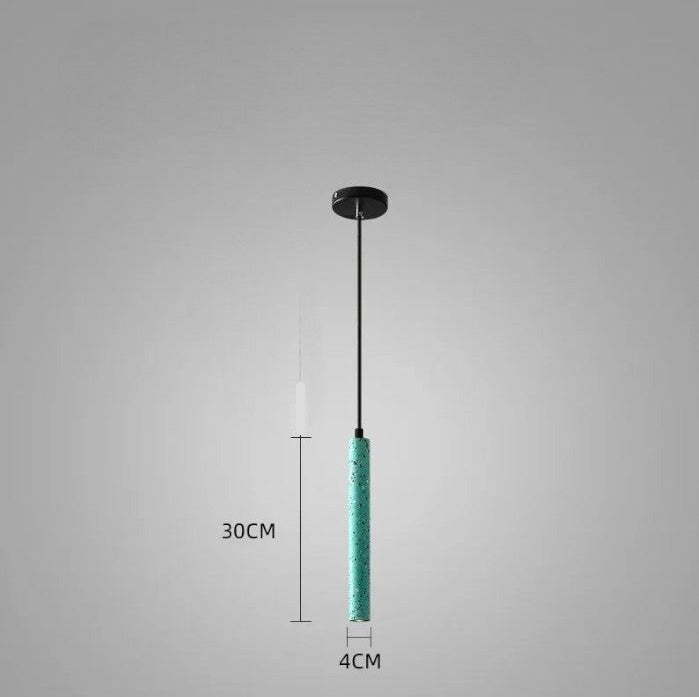 Green terrazzo LUXELY LED pendant light with industrial style. 30cm tall, perfect for kitchen islands or dining areas.