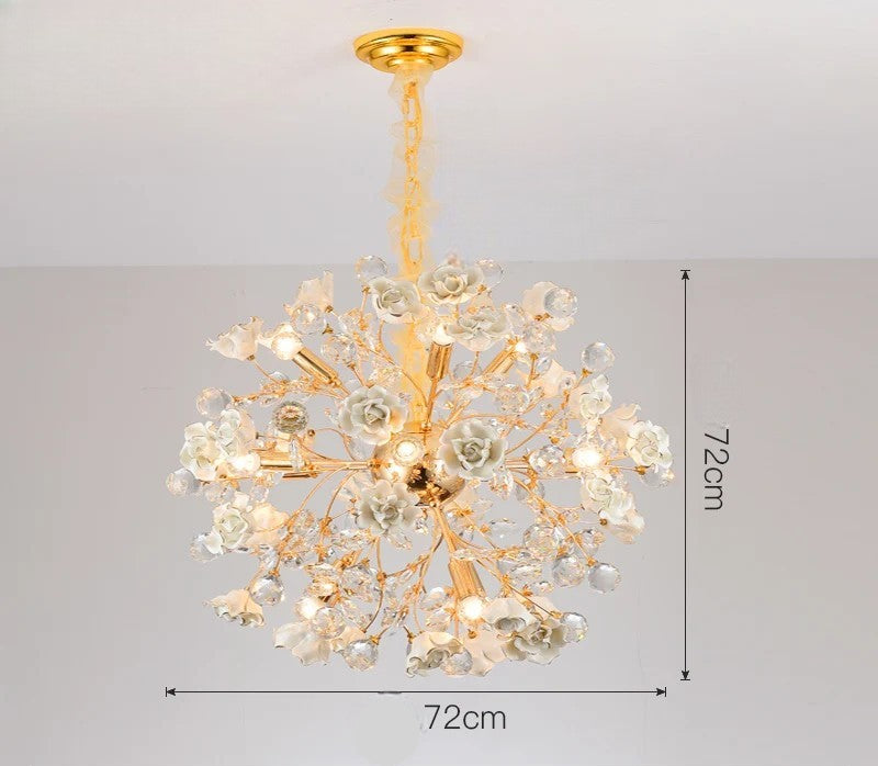 Lampadario europeo in cristallo rosa dal design femminile