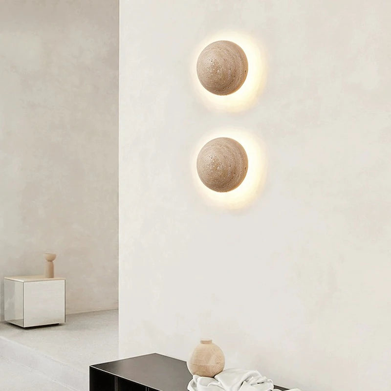 Travertin halfronde wandlamp