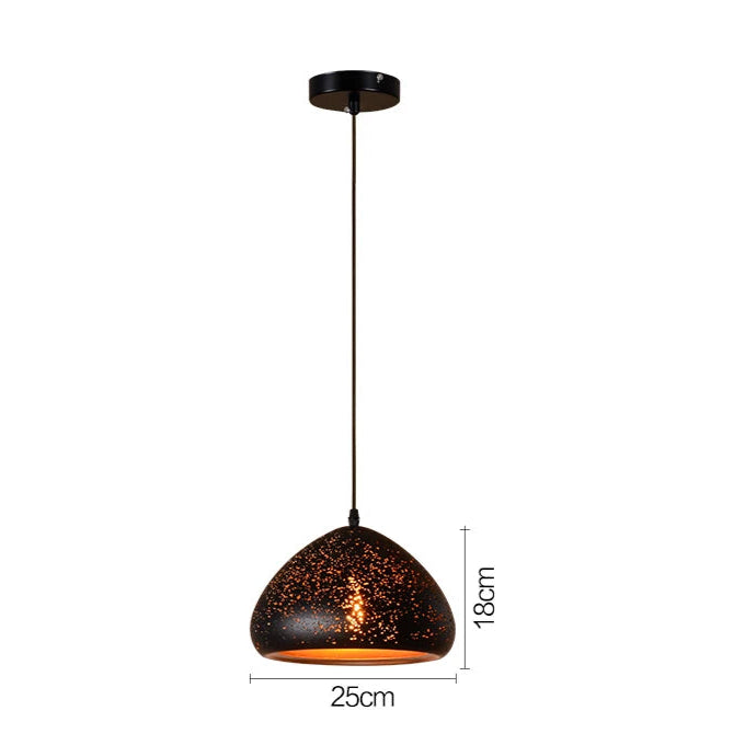 Retro Industrial Black Chandelier with 25cm wide dome shade and 18cm height, ideal for kitchen island or bar counter lighting.