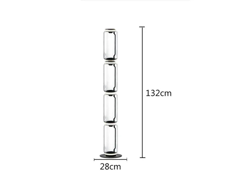 Model A 4-section Italian glass floor lamp – nordic minimalist design with 132cm height and 15W LED lighting.