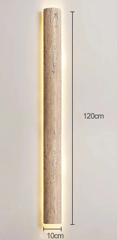 Tall 120cm IP65 outdoor travertine wall light with 10cm width, designed for striking vertical lighting effects.