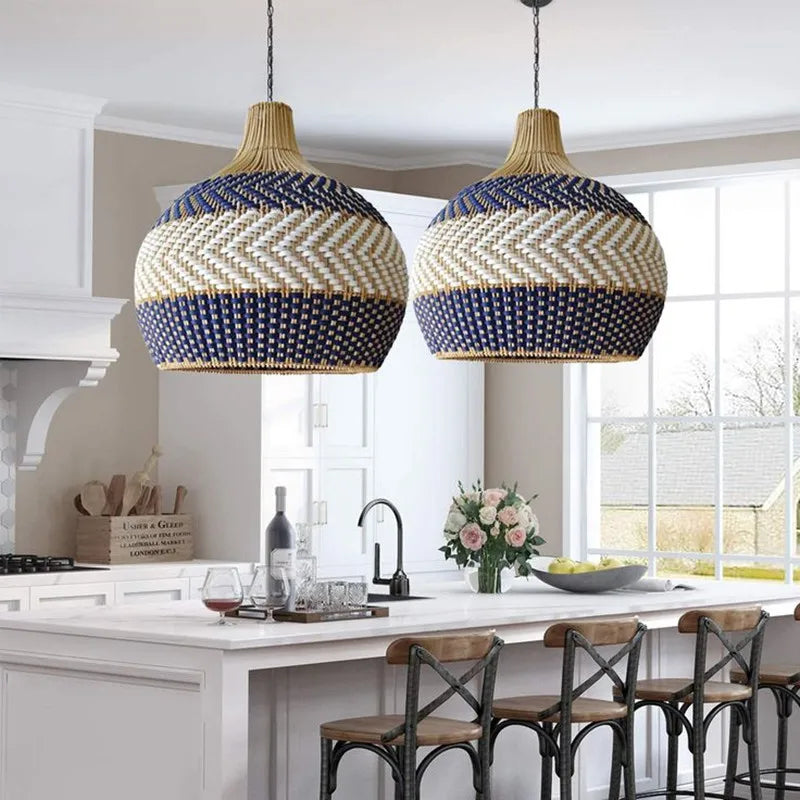 LUXELY rattan pendant light boho farmhouse