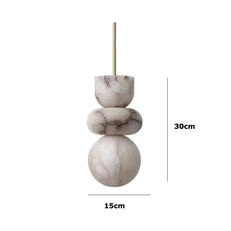 Large stacked marble LED pendant light with 30cm height. Marble LED pendant light – modern ceiling lamp dimmable with 12W LED.