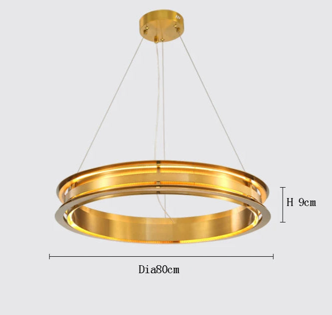 Bronze LED chandelier, 80cm diameter, designed for 12–18㎡ spaces, perfect for dining or bedroom lighting.