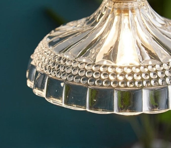 LUXELY vintage taklampa i trä och glas