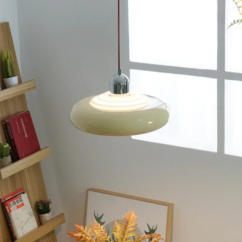 Greenish-beige Bauhaus Pendant Light - Modern Suspension | LED, Metal, 90-260V, elegant lighting for minimalist interiors.