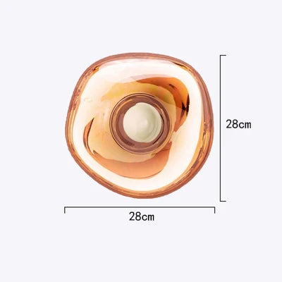 Front view of 28cm copper lava wall lamp with soft curves and central LED light, perfect for ambient lighting.
