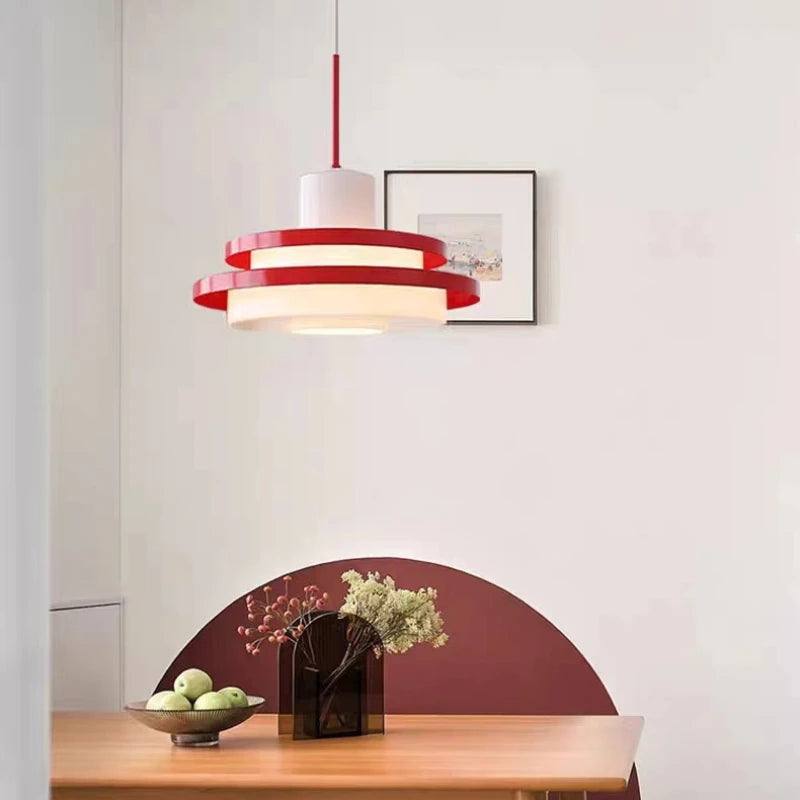 Vintage Loft LED Chandelier hanging above a dining table, showcasing Nordic retro style in a cozy interior setting.
