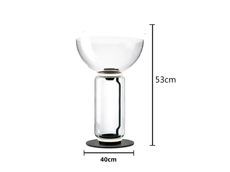Model C 2-section Italian glass floor lamp – modern minimalist nordic design with 53cm height and wide top glass shade.