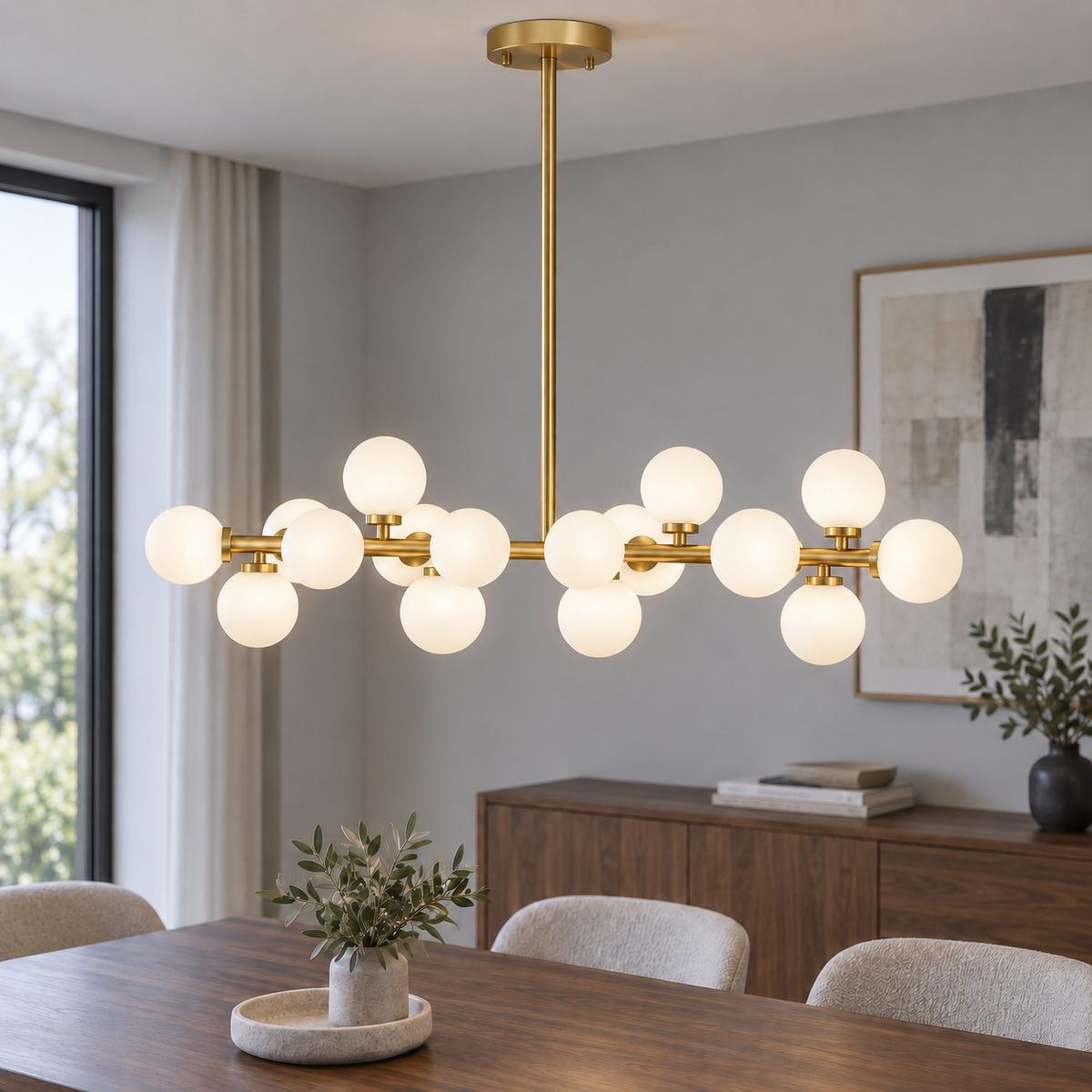 Ljuskrona med nordisk glödlampa för matsal
