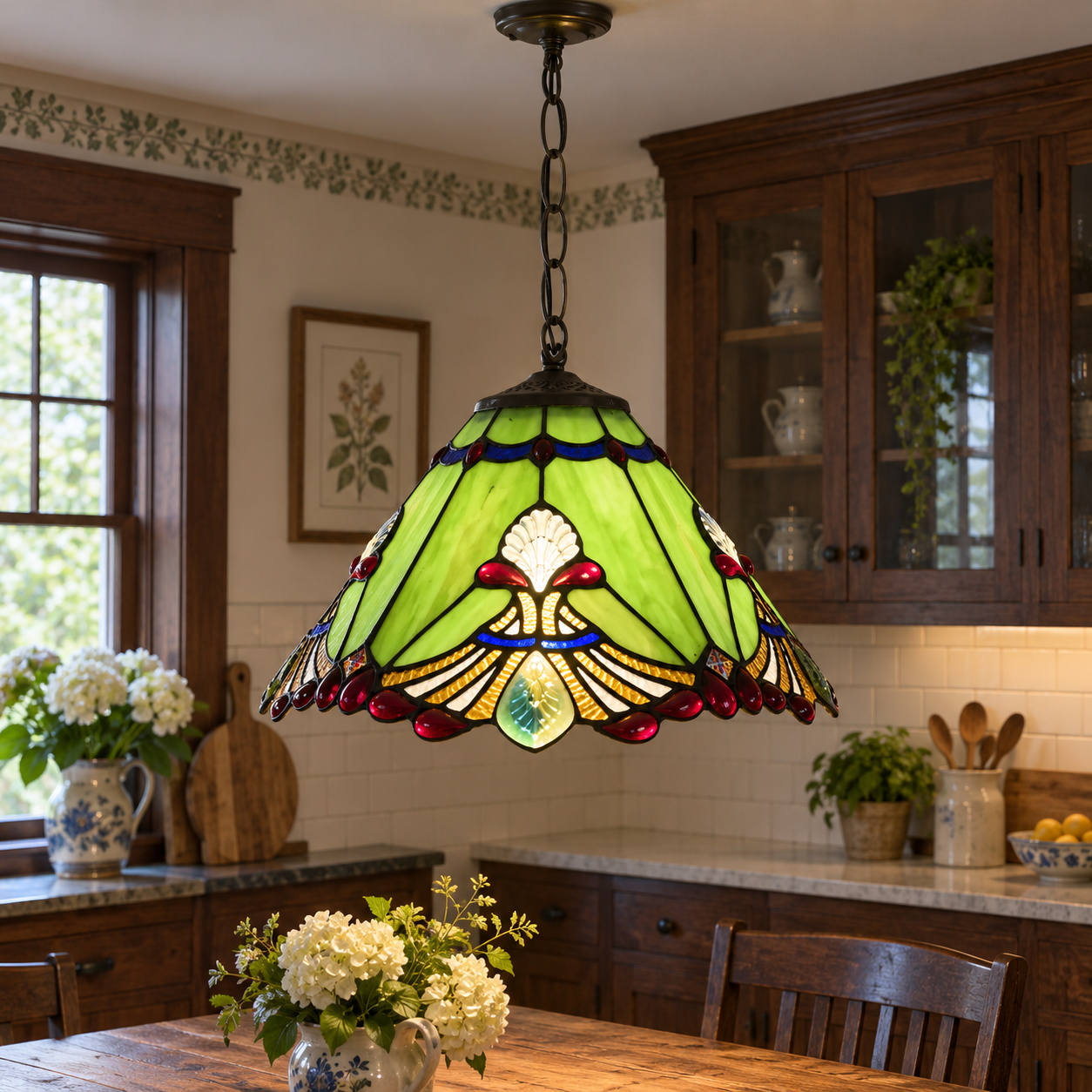 Tiffany-style glass kitchen pendant light