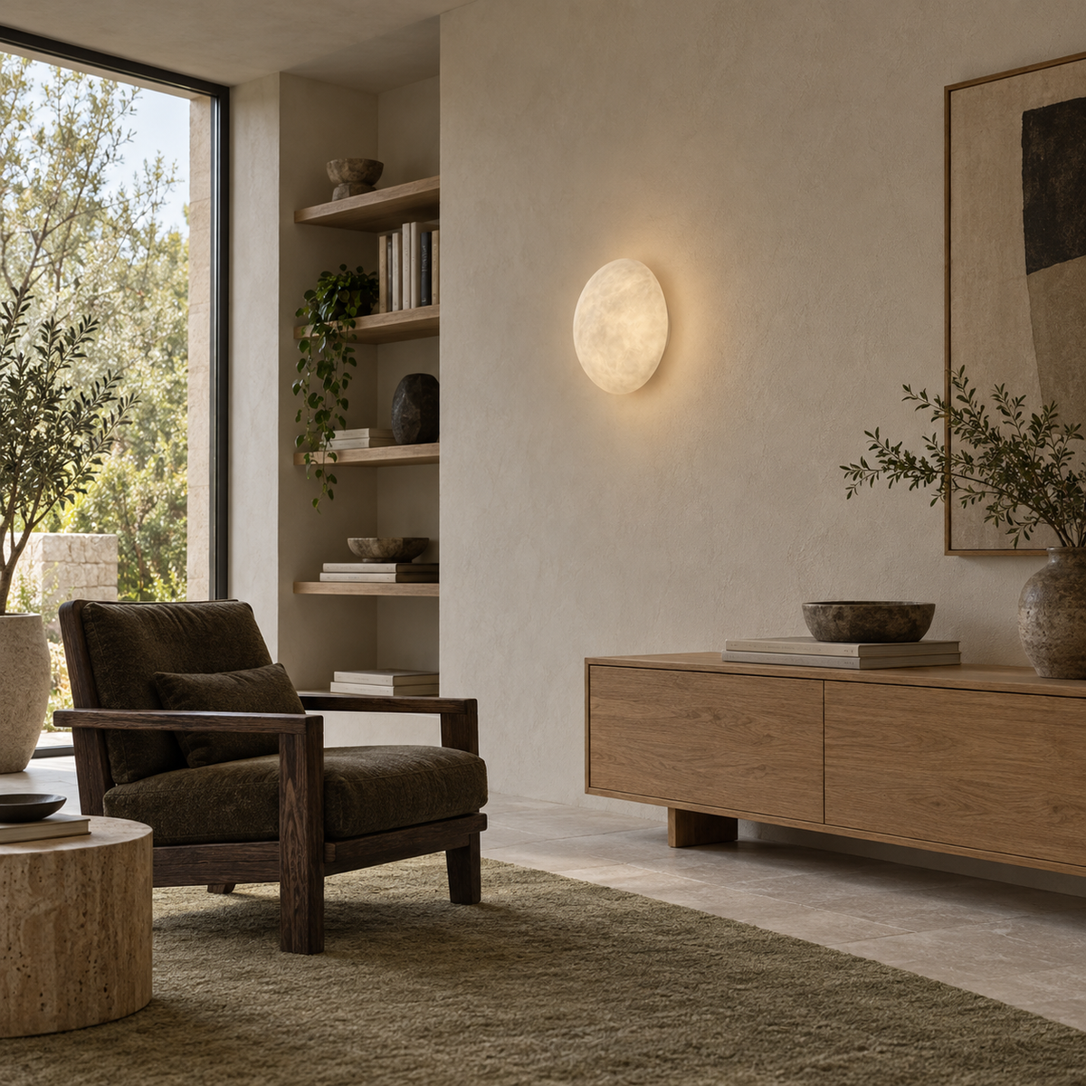 Round shape luxury marble sconce