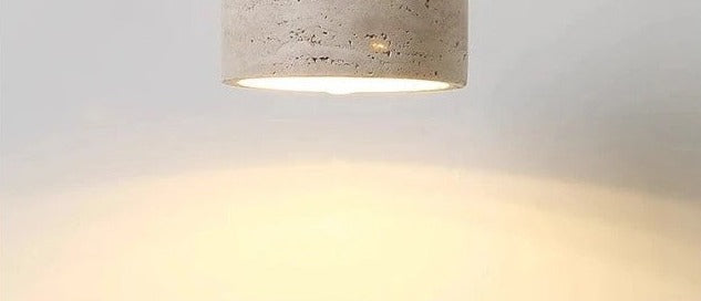 LED Travertine stone pendant light with wooden base