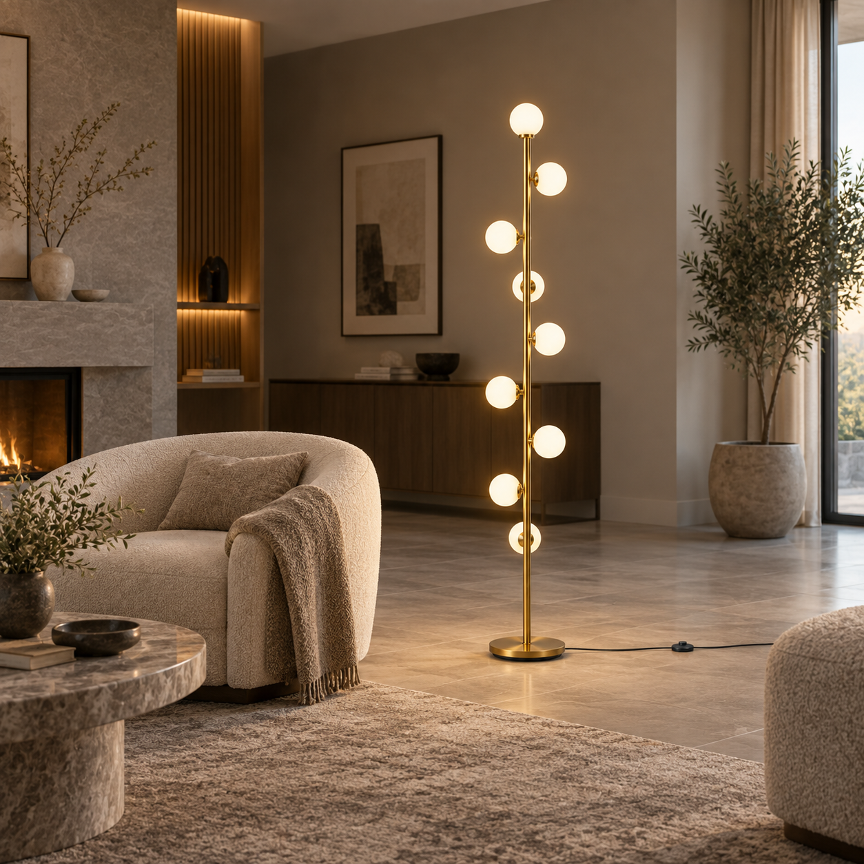 Nordic Minimalist Floor Lamp in Gold Finish