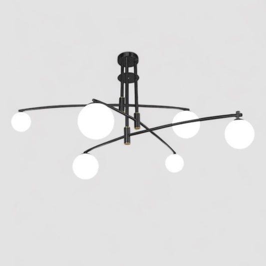 Lustre en branches nordiques avec ampoules