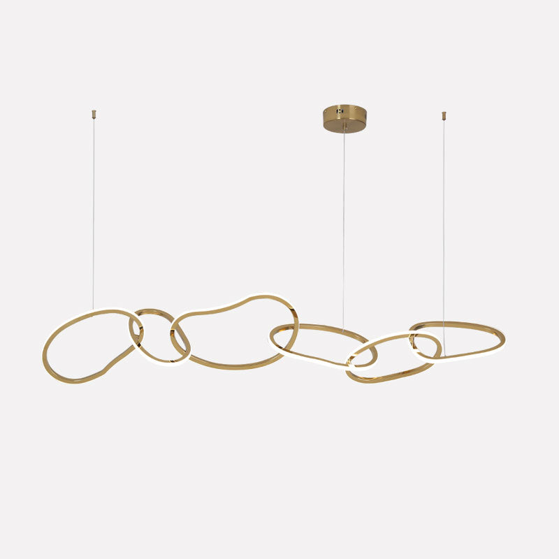 Moderne LED ovale cirkel hanglamp met gouden afwerking