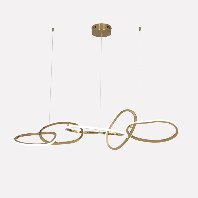 Moderne LED ovale cirkel hanglamp met gouden afwerking