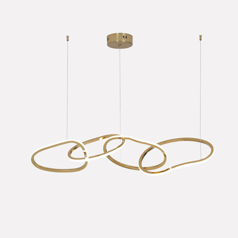 Moderne LED ovale cirkel hanglamp met gouden afwerking