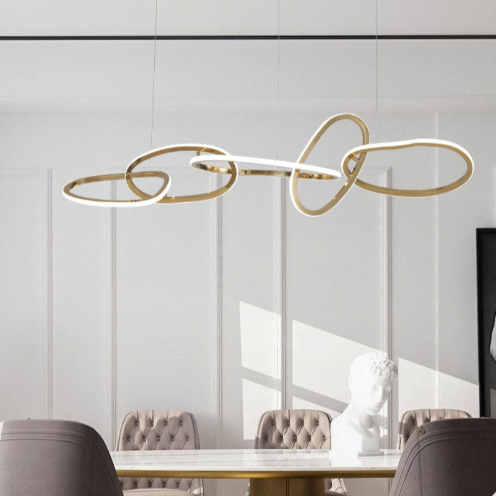 Moderne LED ovale cirkel hanglamp met gouden afwerking