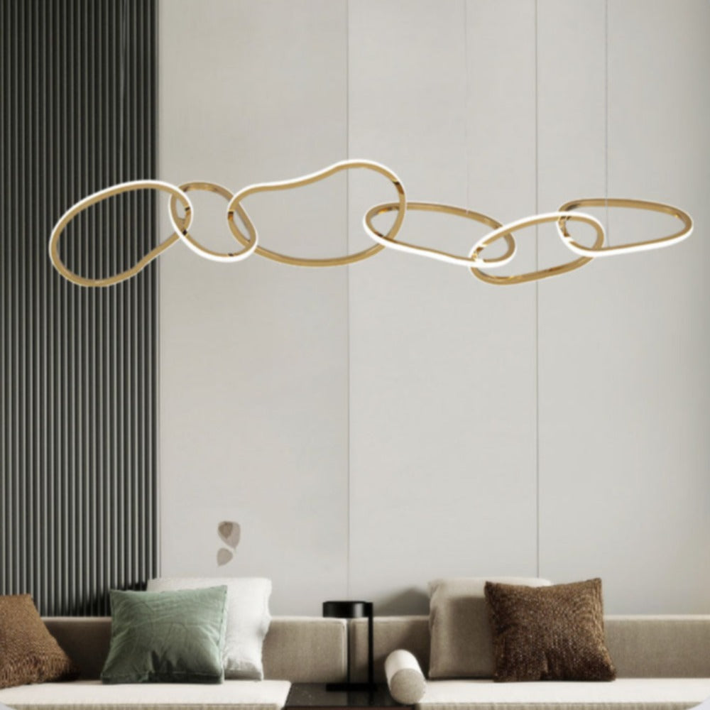 Moderne LED ovale cirkel hanglamp met gouden afwerking