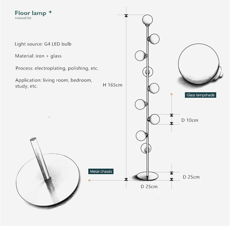 Nordisk minimalistisk golvlampa i guldfinish