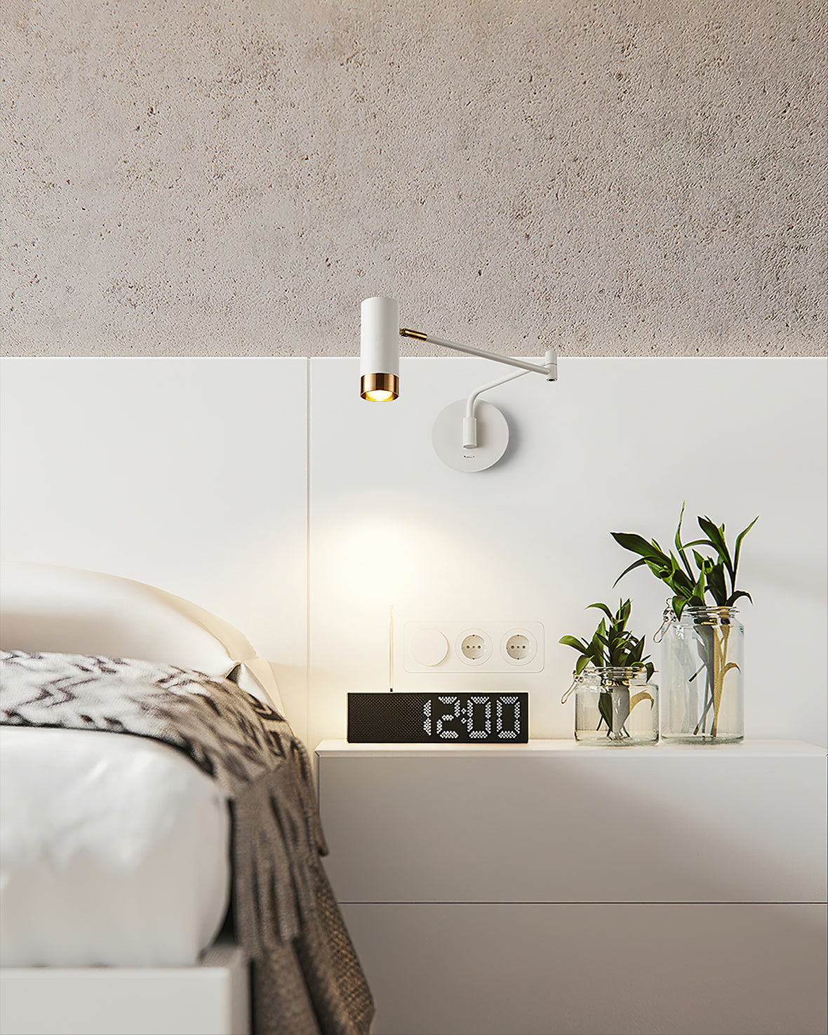 Justerbar vägglampa med arm