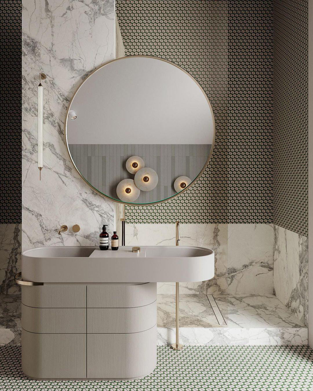 Round Marble Wall Light