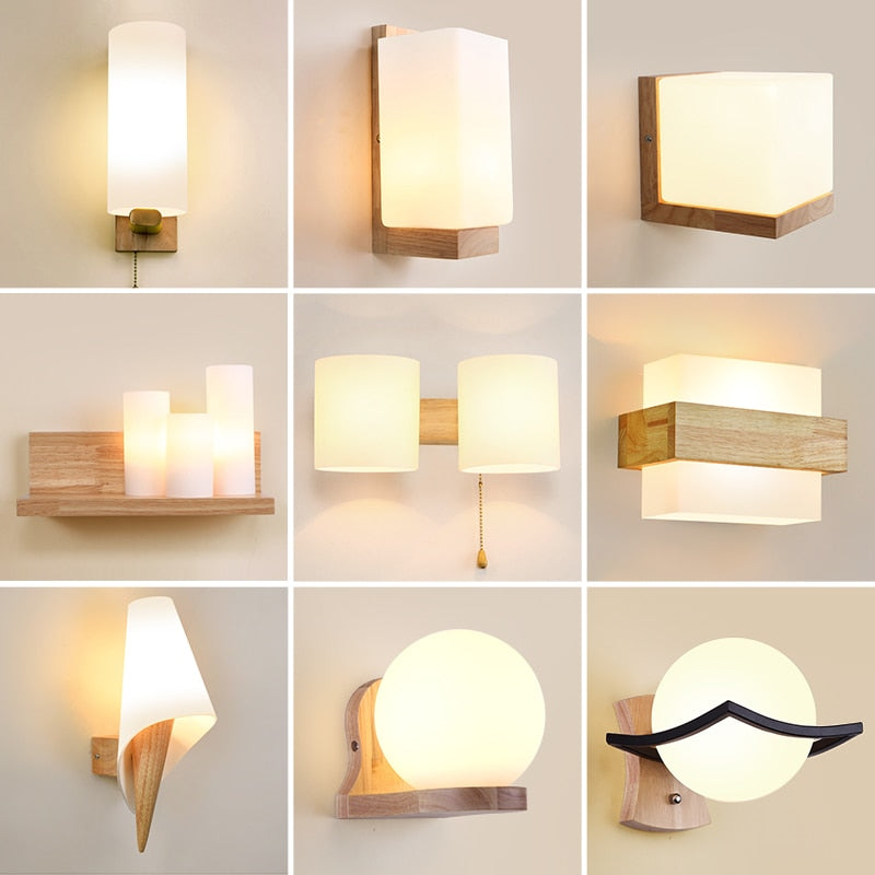 Lampe murale moderne en bois à diodes électroluminescentes