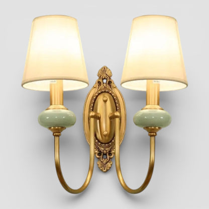 Applique de luxe en cuivre avec abat-jour en tissu