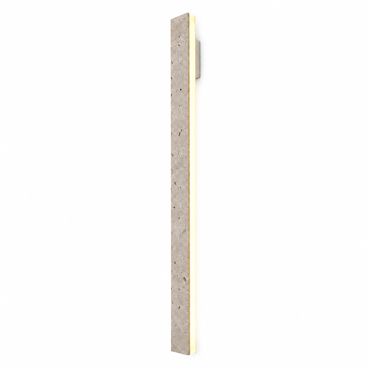 Slim beige natural stone outdoor wall light, on a pure white background