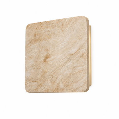 Square natural stone outdoor wall light, on a pure white background
