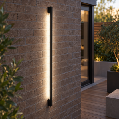 Slim black outdoor LED wall light with neutral white illumination (4000K)