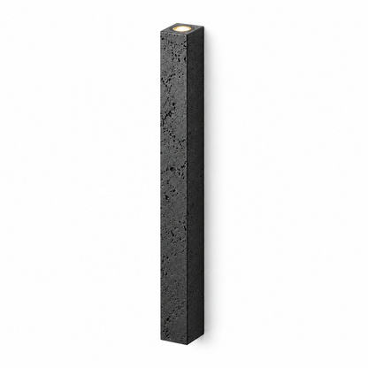 Slim black stone up and down wall light, pure white catalogue photograph