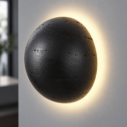 black stone dome wall light — close-up of the material and edge