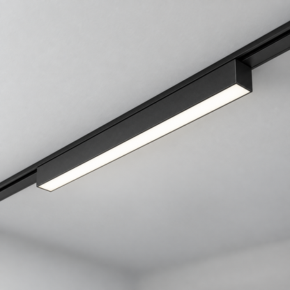 Centred black 23 cm linear LED module installed in a matching ultra-thin rail