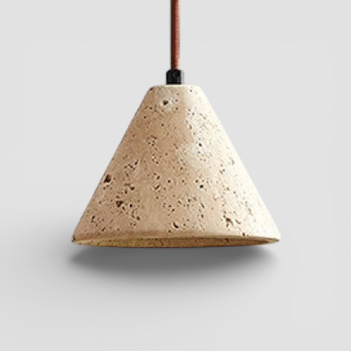 Travertine wabi sabi cone pendant light for minimalist decor – LuxelyLight