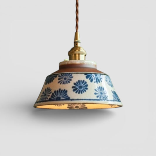 Retro Chinees porseleinen hanglamp blauw-wit